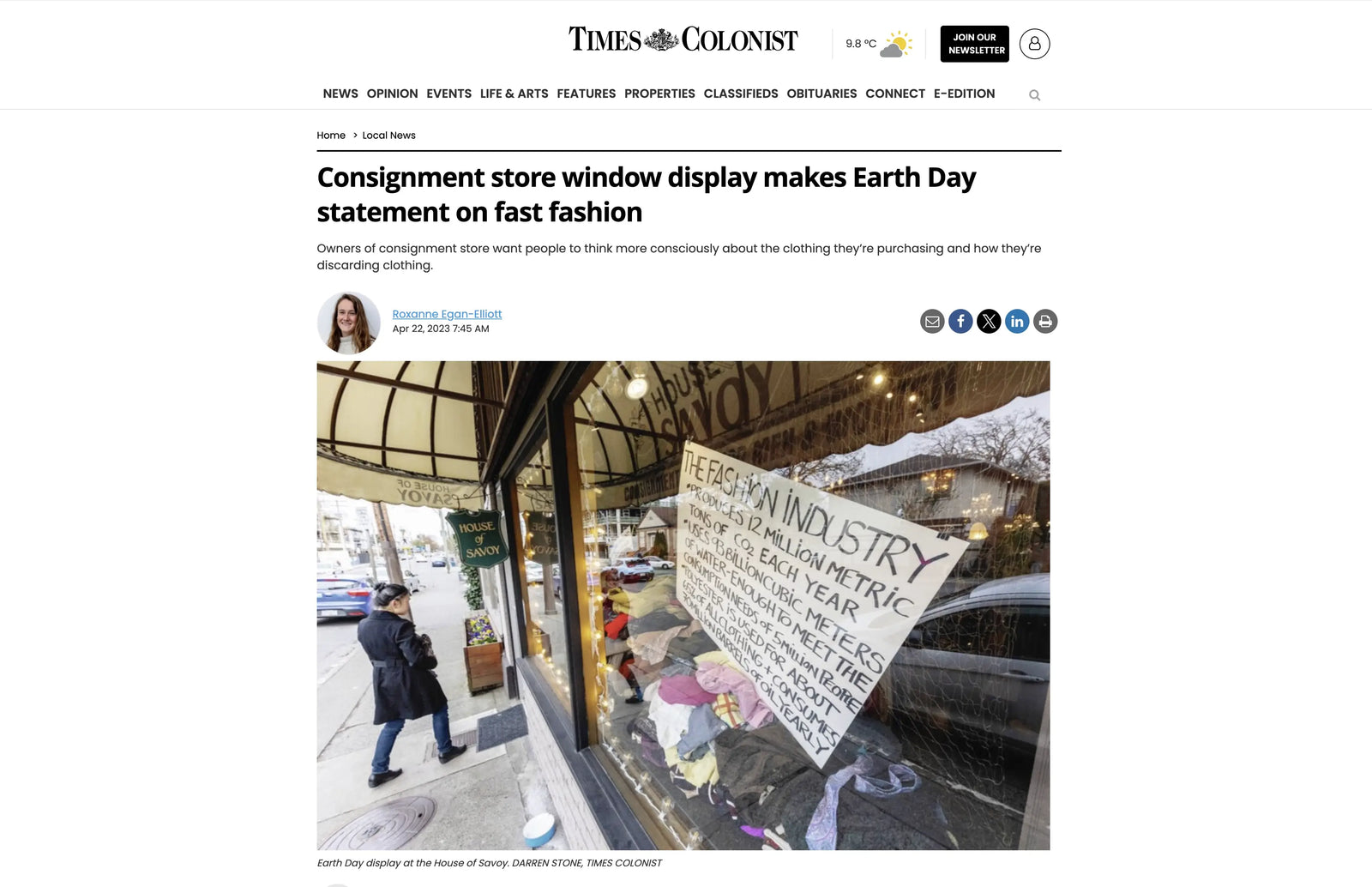 Times Colonist - Earth Day - April 22, 2023
