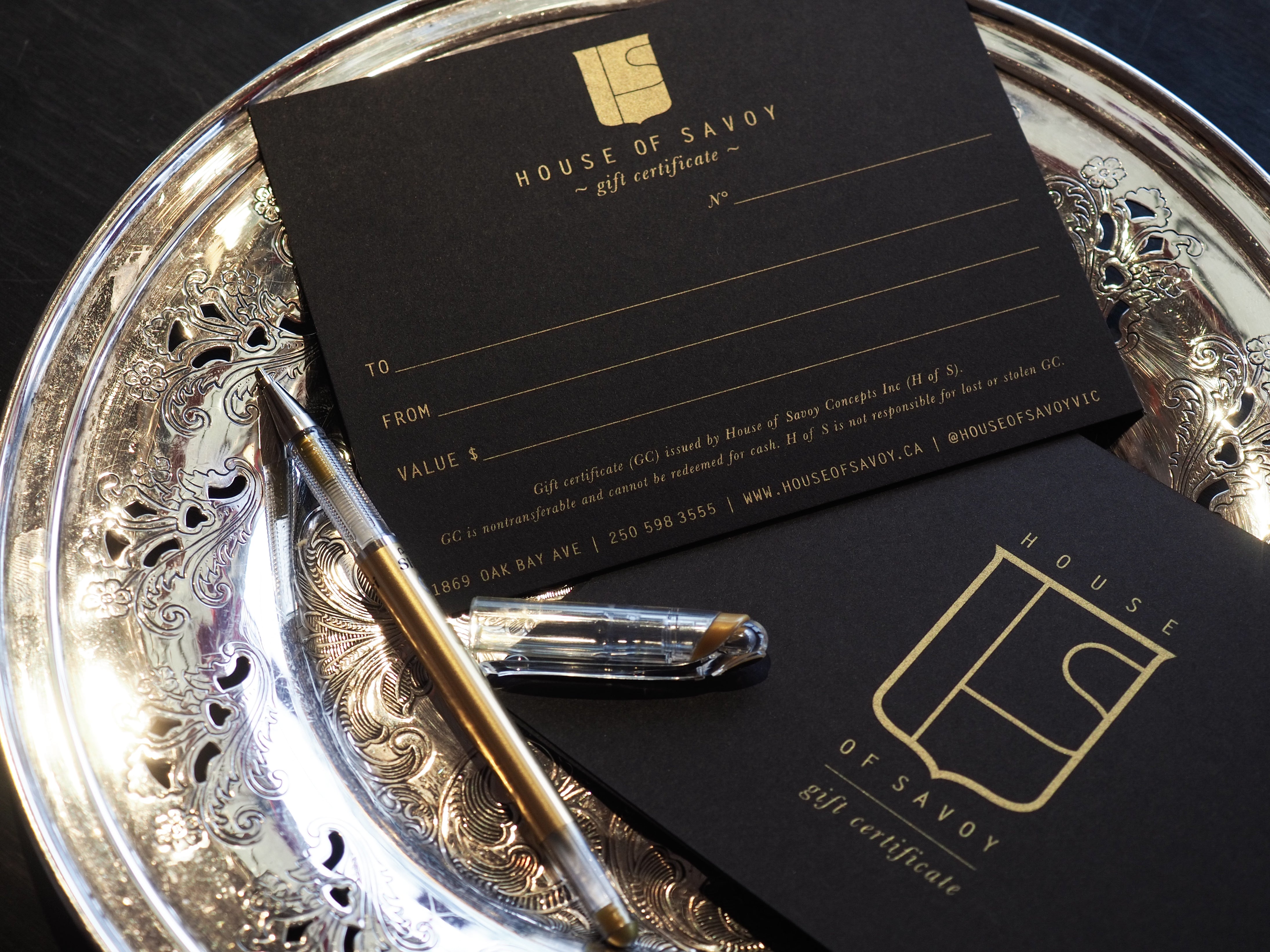House of Savoy Gift Certificate
