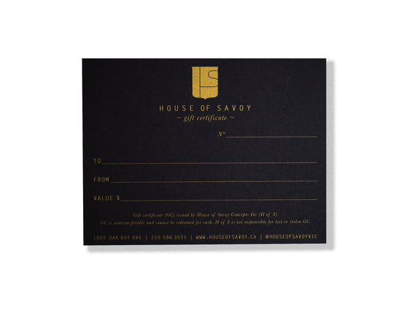 House of Savoy Gift Certificate