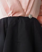 CATHERINE RHEGAR - cocktail dress Classic pink and black silk tuxedo style cocktail dress.