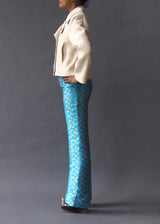 CÉLINE - jacquard pant Turquoise geometric design jacquard flare trouser.