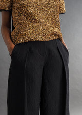 ELLERY - gold top Gold 'tinsel' with crepe contrast, short sleeve top.