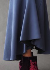 ELLERY - silk skirt High-low hem navy silk skirt with articulated seam work.