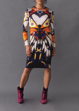 GIVENCHY - butterfly dress To-the-knee, body con, abstract butterfly wing printed dress.