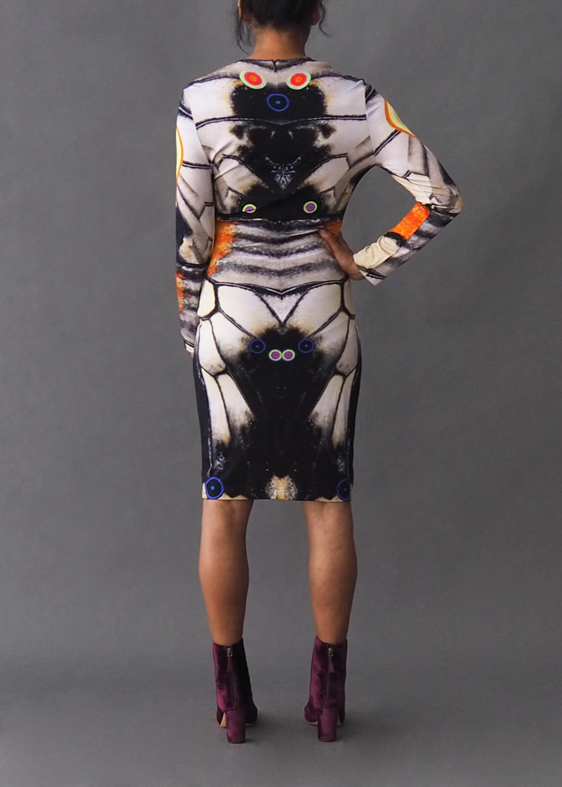 GIVENCHY - butterfly dress To-the-knee, body con, abstract butterfly wing printed dress.