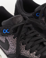 Nike Air Max 1 Deluxe black safari sneakers with cobalt blue detail and sole(2014).