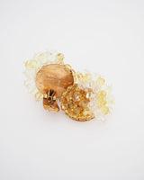 Coppola e Toppo amber coloured crystal beaded button clip-on earrings with star cut-out.