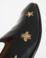 Gucci "Galipoli" embroidered star and bee loafer.