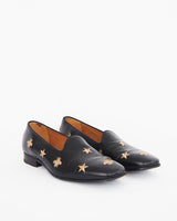 Gucci "Galipoli" embroidered star and bee loafer.